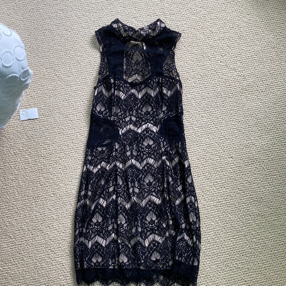 Black lace dress with cream under fabric - M
